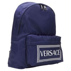 Versace box logo nylon greca strap backpack